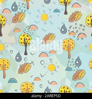 Seamless Pattern with Cute Trees. Scandinavian Style. Stock Vector
