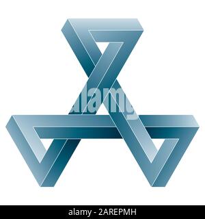 Impossible triangular icon. Vector optical illusion shape on white background. Stock Vector