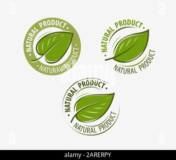 Natural product logo. Leaf symbol or emblem vector illustration Stock Vector