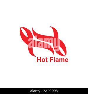 letter h hot flame curves restaurant bake symbol logo vector Stock Vector