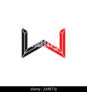 triangle arrow 3d letter w logo vector Stock Vector