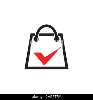 check mark shopping bag symbol vector Stock Vector