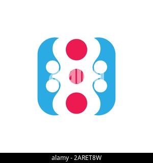 square curves dots geometric logo vector Stock Vector