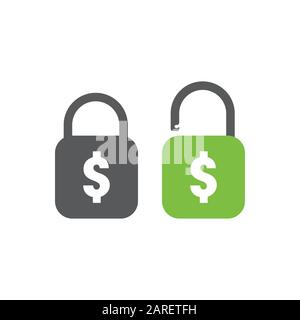 money dollar padlock simple design logo vector Stock Vector