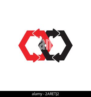 linked circle hexagonal arrows process symbol vector Stock Vector