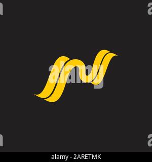 letter n stripes curves ribbon logo vector Stock Vector