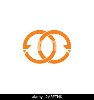 letters ee circle arrow golden rings linked logo vector Stock Vector