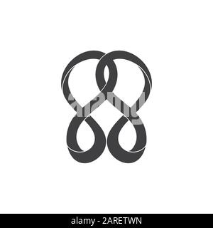 abstract linked infinity curves 3d motion design logo vector Stock Vector