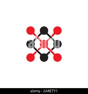 linked dots network overlapping logo vector Stock Vector