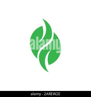linked geometric leaf curves logo vector Stock Vector