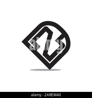 letter d n z simple geometric line logo vector Stock Vector