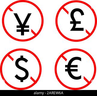 Free Of Charge icon with currency symbol. Vector illustration style is flat iconic symbol, black color, transparent background. Designed for web and s Stock Vector