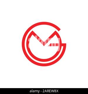 letters gm simple circle linked line logo vector Stock Vector