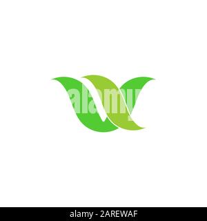 symbol vector of letter v curves leaf design Stock Vector
