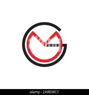 letters gm simple circle linked line logo vector Stock Vector