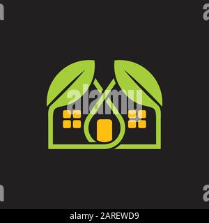 simple linked leaf home shape logo vector Stock Vector