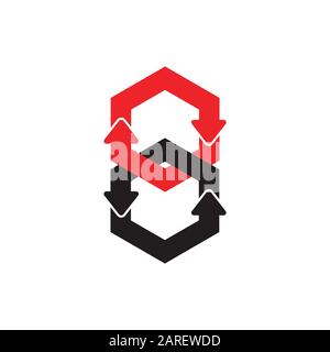 linked circle hexagonal arrows process symbol vector Stock Vector