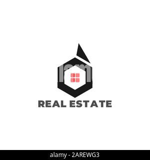 symbol vector of letter d house polygon hexagonal simple geometric shape design Stock Vector