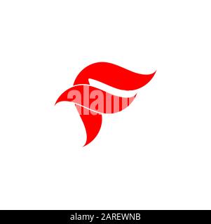 symbol vector of letter f red curves overlap flat design Stock Vector