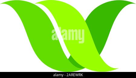 symbol vector of letter v simple curves leaf colors design Stock Vector