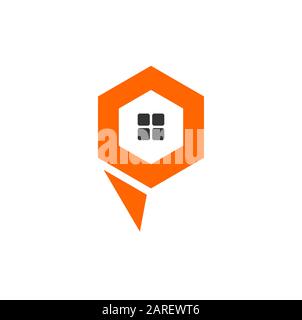 symbol vector of letter p house polygon hexagonal simple geometric shape design Stock Vector