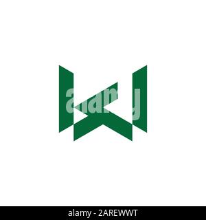 letter kw simple geometric line logo vector Stock Vector