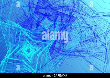 Abstract background in bright blue hues, stock vector. Geometric patterns, horizontal banner and background - header image for web, landing page Stock Vector