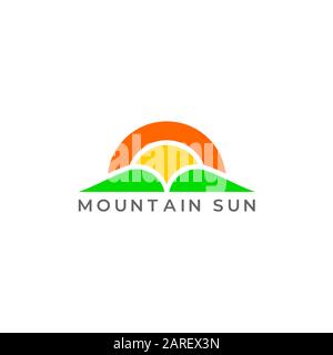 symbol of mountain sun rays geometric design vector Stock Vector