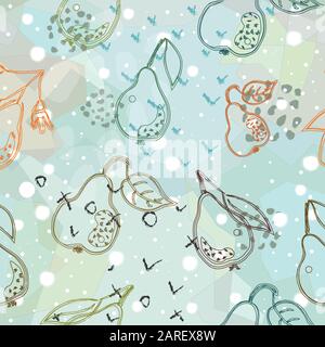 Seamless Pattern with Cute Hand Drawn Pears. Scandinavian Style. Stock Vector