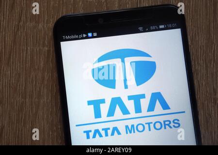 Tata Motors logo displayed on a modern smartphone Stock Photo