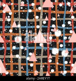 Cute Abstract Background with pink triangles and stripes on dotted background. Vector Illustration Stock Vector