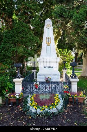 Ludwig van Beethoven's tomb in the Central Cemetery (Zentralfriedhof), Vienna, Austria Stock Photo