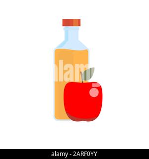 bottle of apple juice with apple Stock Vector
