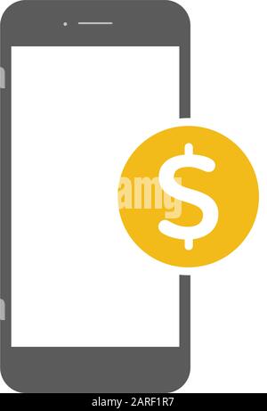 Payment with smartphone icon, online mobile payment sign isolated on white background Stock Vector