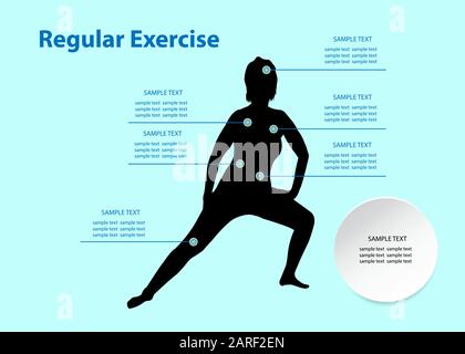 Benefits of regular exercise for people over 50 presentation. Silhouette of  woman fitness exercising Stock Vector Image & Art - Alamy