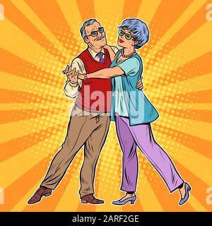 Elderly couple dancing Stock Vector