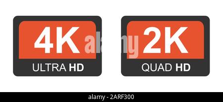 4k ultra hd and 2k quad hd. Modern technology signs. Vector illustration symbol Monitor display Stock Vector