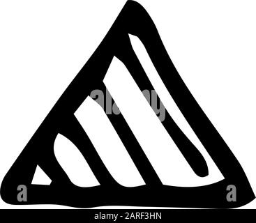 Triangle in hand drawn doodle style isolated on white background. Single geometric figure. Sign logo. Vector children school symbol. Simple cartoon ou Stock Vector
