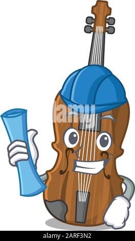 Elegant Architect violin having blue prints and blue helmet Stock Vector
