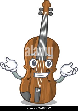 Super Funny Grinning violin mascot cartoon style Stock Vector