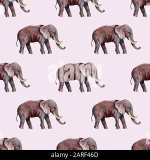 Seamless pattern with elephants. Vector. Stock Vector