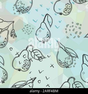 Seamless Pattern with Cute Hand Drawn Pears. Scandinavian Style. Stock Vector
