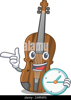cartoon character style violin the having clock Stock Vector