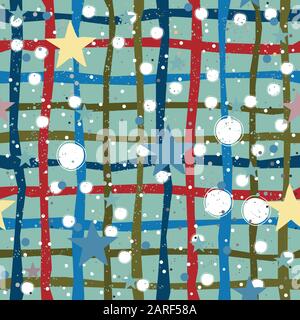 Cute Pattern with stars on background with tiny dots. Great for Wall Art, t-shirts, cups, fabric, textile, gift wrapping, scrapbooks, etc. Vector Illu Stock Vector