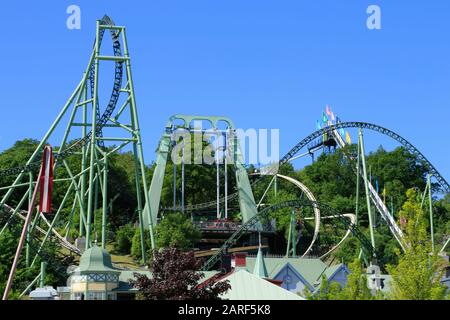 Helix roller coaster tracks in Liseberg amusement park in