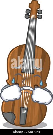 Sad of violin cartoon the mascot style Stock Vector
