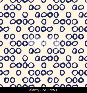 Retro Irregular Shaped Circles Set Vector Seamless Pattern. Modern Mid-Century Abstract Geometric Monochrome Background. Whimsical Geometric Uneven Po Stock Vector