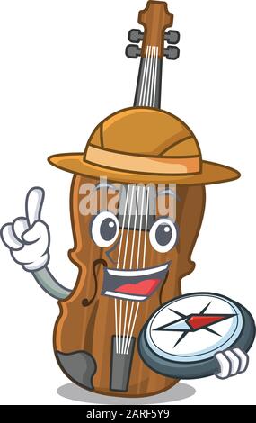 Violin stylized Explorer the having a compass Stock Vector
