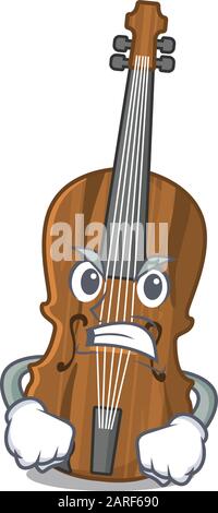 Violin cartoon character design having angry face Stock Vector
