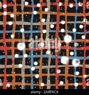 Cute Frame with golden stars on stripes on modern background. Vector Illustration Stock Vector
